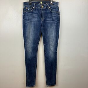 7 For All Mankind Jeans Womens 27x31 The Skinny Stone Wash‎ Split Hem